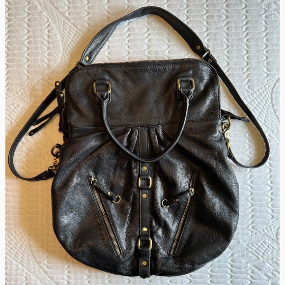 Sabina Black Leather shoulder bag - Picture 1 of 5